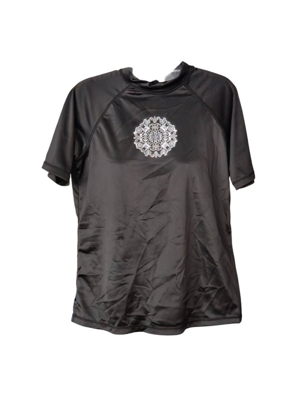 Womens Short Sleeve Rash Guard Shirt M Black UPF 50+ TOP ONLY